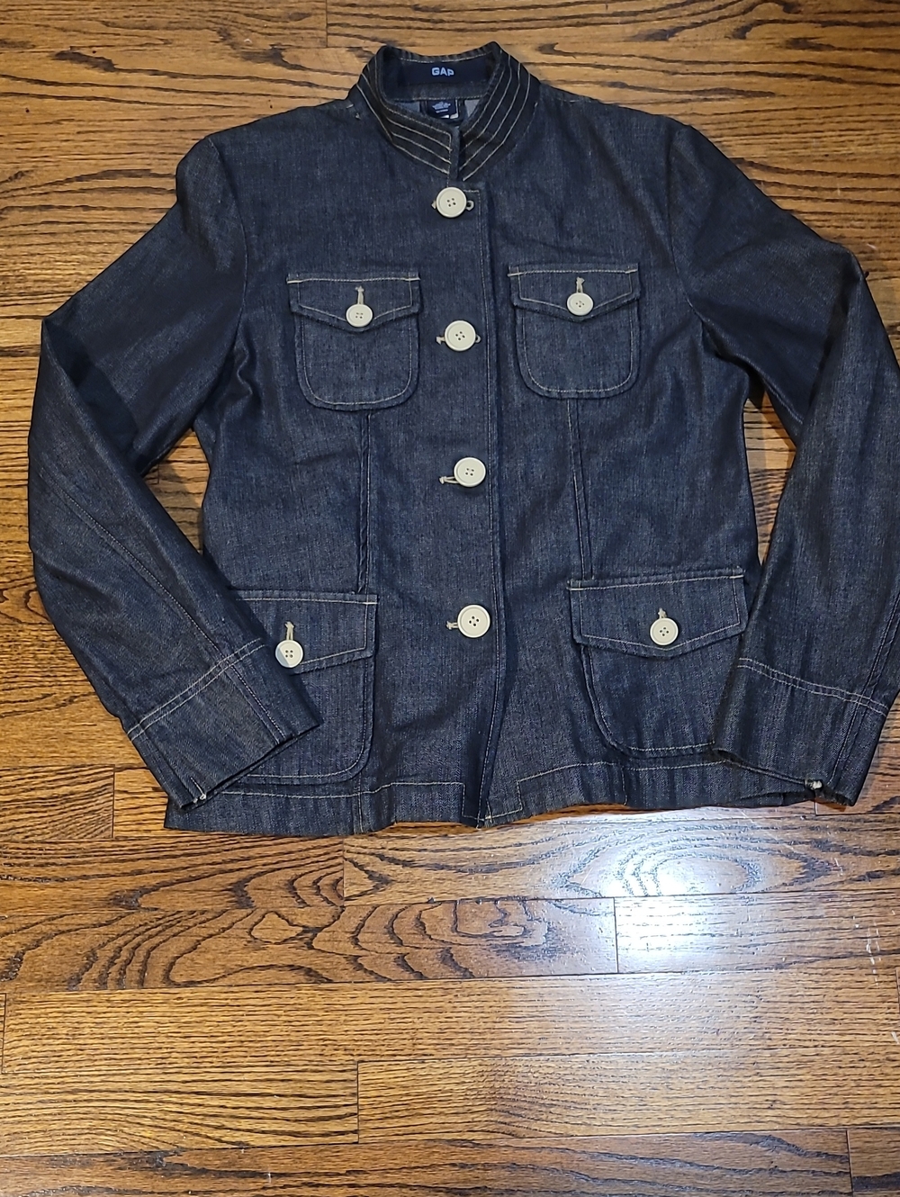 GAP Indigo Denim Military-Style Button Jacket
